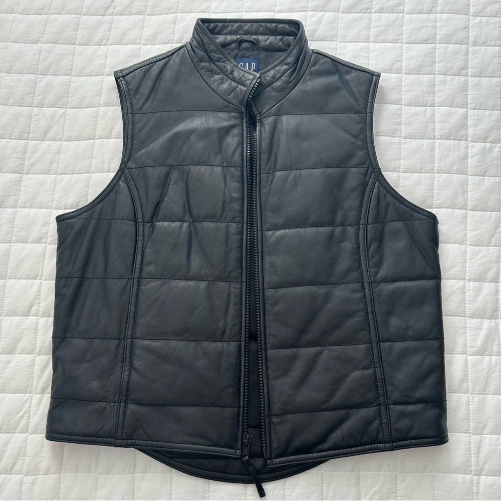 Gap Black Quilted Leather Vest